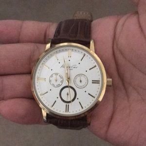 Kenneth Cole 40MM gold watch with tan strap